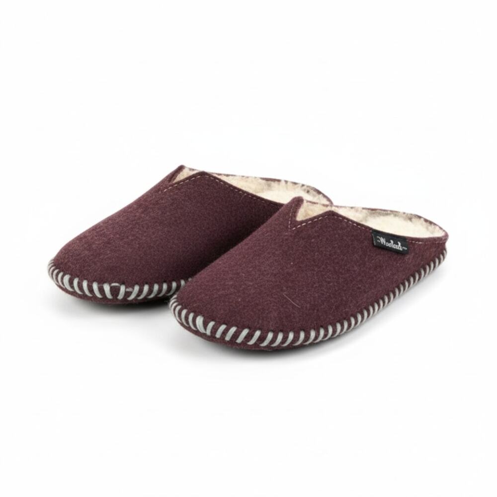 WOOLRICH Fleece-Lined Felt Slippers W's 9 Maroon Lightweight Indoor Cottagecoree